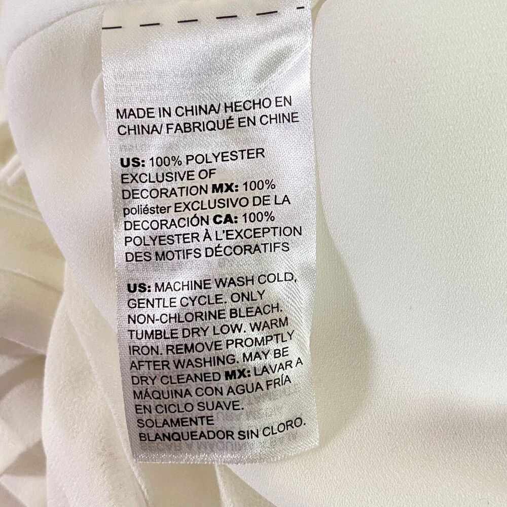 WHBM Tiered Pleats Tank Top Womens Size 14 Off White Black Necktie Lined NWOT - Picture 12 of 15